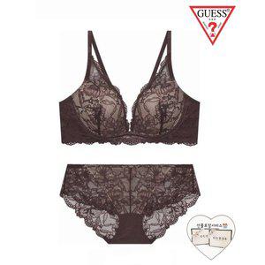 [게스언더웨어](강남점)(선물포장) 게스 시스루 레이스 딥브이 브라렛 팬티세트(GBWBR922BR/GBWPT922BR)