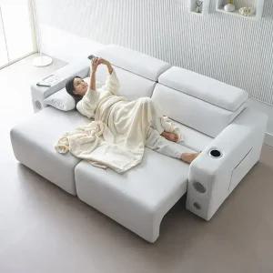 에보니아 알렉스 모션 슬라이딩 리클라이너 쇼파 3인용 아쿠아스웨이드텍스