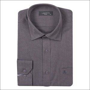 [란체티](김해점)울혼방 마이크로체크무늬  와인컬러 일반핏 긴소매셔츠 LWF5623WI