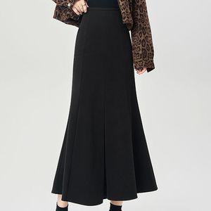 스타일아유 클래식 모직 롱 머메이드 치마 여성 가을 겨울 도톰 하이웨스트 슬림 핏 A라인 스커트 SK0620