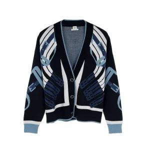 [엘러브] 새상품  24FW 모르스 주엣 롱슬리브 가디건 36 블랙/블루 4HA1098