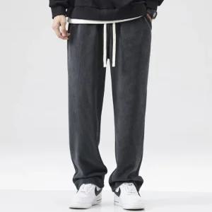 남성 코듀로이 골지 세미 와이드 조거 밴딩 기모 콤보 팬츠 남자 패셔너블 골덴 주름바지