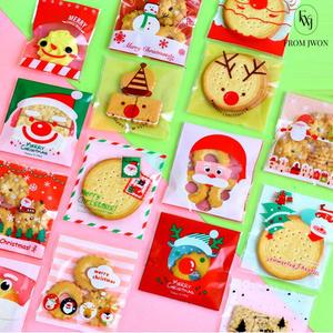 크리스마스 포장 비닐 봉투 100개 과자 쿠키 간식 선물 어린이집 유치원 카페