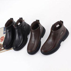 [디아]행텐 남성 가죽 스티치 옆지퍼 하이 방한 키높이 로퍼 4cm