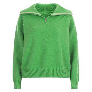 [신세계라이브쇼핑][샵앤] 여성 하이넥 카라 반집업 나그랑 니트 티셔츠 SHA-WKN-20160-그린