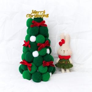 크리스마스 장식 벨벳 리본 뿅뿅이 미니 트리 만들기 세트