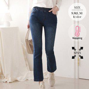 [이즈도야]CO718 융 기모 통 밴딩 슬림 스판 플레어 청바지 55~88