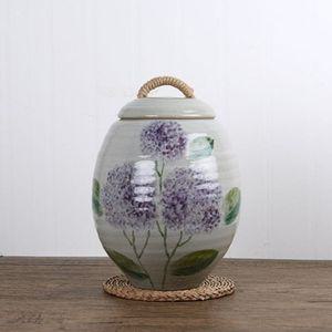 여주 보라수국 쌀벌레.잡곡단지 쌀보관통 쌀항아리 도자기 잡곡통 쌀통 쌀독