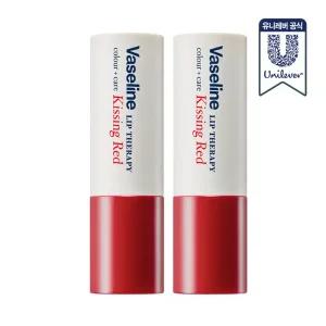 [유니레버공식]  바세린 립 컬러+케어 키씽 레드 4.2g 2개