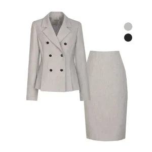 [하프클럽/비비드시크릿가너]SET 여성 밀리 봄가을 더블 정장 자켓 스커트