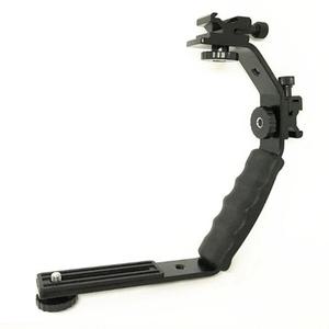 카메라 더블 핫슈 L형 핸드그립 마운트 브라켓 플래시