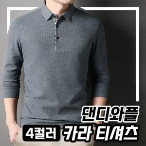 간절기 4color 긴팔티 셔츠 카라티 봄긴팔 환절기 남자 가을티 남성 댄디와플 상의
