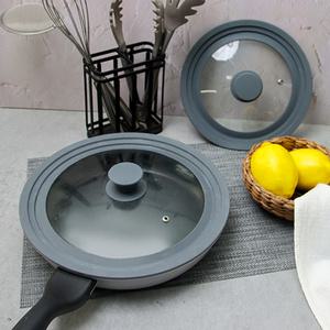 키친구 실리콘 3단 유리 프라이팬 뚜껑 소형 + 대형 세트