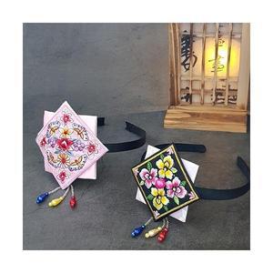 사각 꽃 자수 한복머리띠 외국인선물 한국 전통체험 한복 소품 장신구 헤어악세사리 한복체험