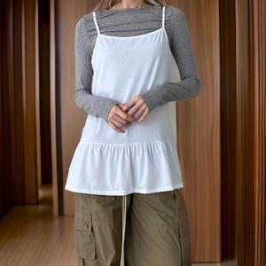 [기타]여성 프릴 레이어드 탑 루즈핏 발레 스타일 이너 나시