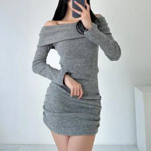 /옷자락 여자 기모 오프숄더 초미니 겨울 원피스