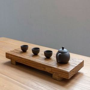 우드 차트레이 차판 받침대 퇴수구 전통 50x28x3 5 다도 황화리색 다반 차받침 접시