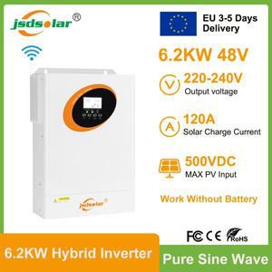 Jsdsolar 6.2KW 48V 하이브리드 태양광 인버터 230VAC 순수 사인파 MPPT 충전 WiFi가 포함된 듀얼 PV 입력
