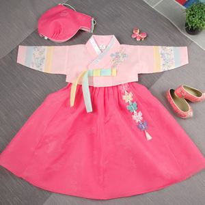 204.천일홍분홍(여)_(백일~15호) 여아한복 아동 돌복 돌한복 유아 아이 색동 자수