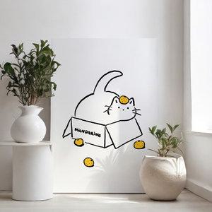 윤성(블랭크캣) 작가 귀여운 고양이 그림 접이식 액자 테이블 인테리어 좌식 원룸 거실 밥상 베드 트레이 액자상 접이식 교자상 밥상