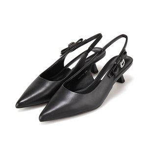 [BABARA][시즌오프] 바바라 양가죽 리본 보석 장식 여성 펌프스 5cm_AAH754