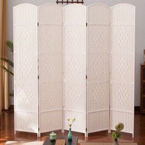접이식 파티션 가림벽 가리개 사무실가벽 5단 라탄 우드 경량