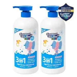 [포멀비] 키즈 3in1 올인원 샴푸 바디워시 베이비파우더향 1,000ml 1+1