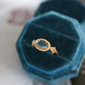 [디자이너몰]여성 데일리 원석 블루 토파즈 스톤 빈티지 반지 링