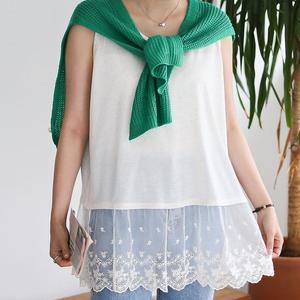 여자 펀칭 자수 시스루 프릴 레이스 이너 나시