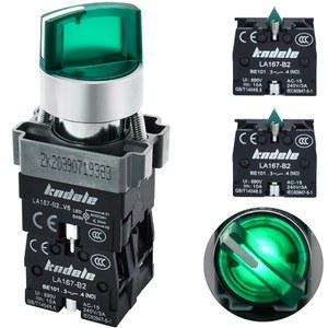 온애이 10AMP 위치 회전 그린 라이트 22MM 8인치 장착 셀렉터 유지보수 DPDT 2NO 2NC 래치 600V AC