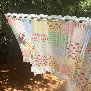 레트로 복고풍 엔틱 패치 워크 꽃 무늬 패브릭 주방 도어 커튼 커튼 하프 장식 프린팅 컨트리 스타일 홈 섬