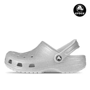 크록스키즈 클래식 글리터 클로그 K 아동 주니어 샌들 슬리퍼 실버 206993-0IC