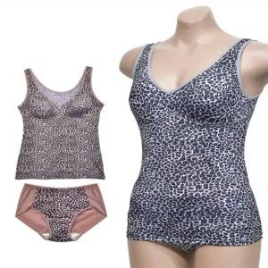 (미코디) 호피패턴 인견 부직포 노와이어 브라런닝 팬티 세트