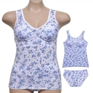 (린다) 플로럴 패턴 시원한 인견 여성 브라런닝 팬티 세트