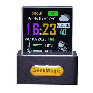 GeekMagic 크리스탈 큐브  디스플레이 홀로그램 데스크탑 스마트 기상 관측소 디지털 시계 GPS  앨범 포함