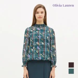 [올리비아로렌] 네크스모킹 프린트 블라우스_VOCNLUF7311