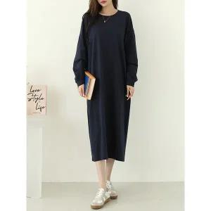 [하프클럽/시크루즈]올더 베이직 데일리 박스 롱 원피스_BDOG995