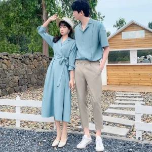 가을 커플룩 롱 셔츠 원피스 시밀러룩 남방 데이트룩