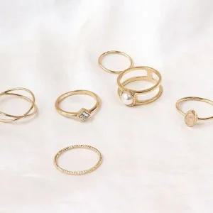 비치피치 반지 set) 진주반지 해변 여름 너클링 새끼반지 마디반지