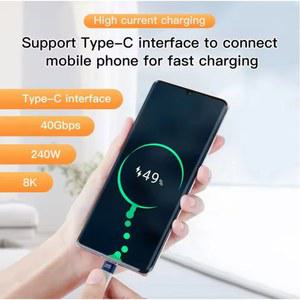 뉴 USB4.0 40Gbps 데이터 케이블 PD 240W 고속 충전 USB C 유형 짧은 보조베터리 충전기 8K 60Hz 와이어