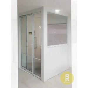 [바른도어]25번 ㄱ자중문 파티션 초슬림3연동 화이트 투명+모루세로강화유리