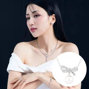 [DIAME][박하선PICK] 보우보우 18K골드 담수진주 랩다이아 목걸이 FGDPN1303WWLAB