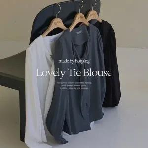 핫핑 [하객룩/고급미] 아리드 긴팔 퍼프 타이 블라우스