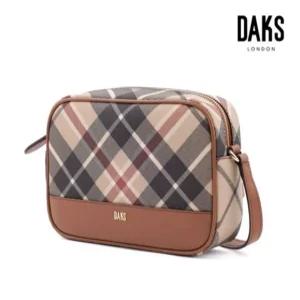 [백화점 선물포장] 닥스 크로스백 여성 숄더백 가죽 체크 핸드폰 가방 브라운 779