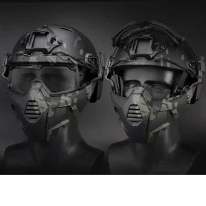 전술 헬멧 미군 위장 서바이벌 전면 고글 마스크 세트 전투 헬멧 - 블랙