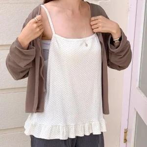 여자 프릴 도트 이너티 빅사이즈 스판 끈 나시