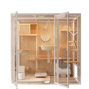 고양이 케이지 유리 애완동물 초대형 대형 럭셔리 캐비닛 집 실내 하우스 캣타워 빌라