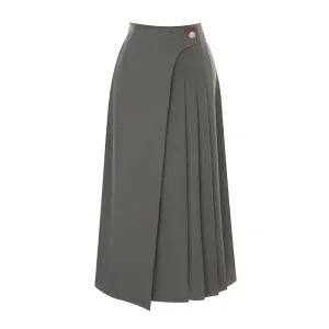 [롯데백화점]티뷰 골드 버튼 랩플리츠 스커트_V5C-CSK019