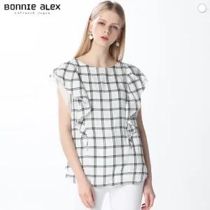보니알렉스(BONNIE ALEX) 와일드 체크 프릴 블라우스