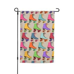 Jbyjbx 컬러풀 롤러 스케이트 프린트 아름다운 정원 깃발 야외 마당 장식 현관 페이드 저항성